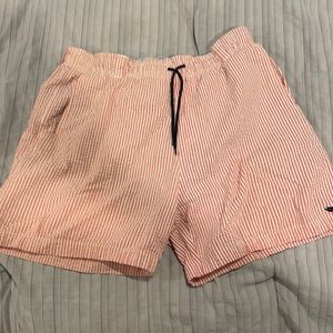 Southern marsh red seersucker bathing suit.